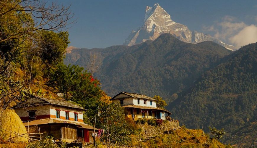 traditional-village-houses-machapuchhre-peak-pokhara-nepal