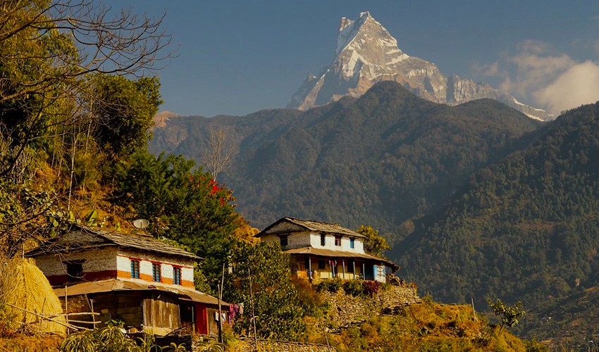 traditional-village-houses-machapuchhre-peak-pokhara-nepal